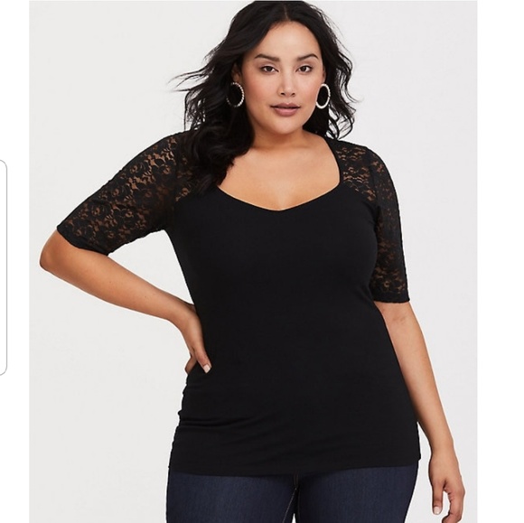 Torrid Tops - Black Lace Foxy Tee